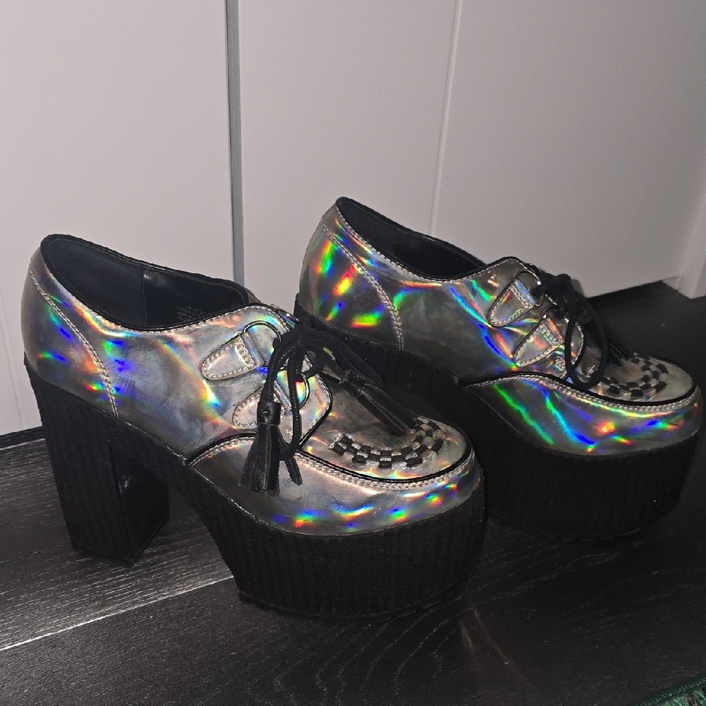 Current Mood Iridescent Platform Shoes with Black Trim - Picture 3 of 5